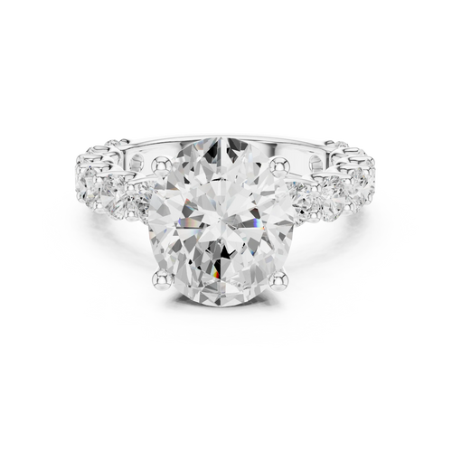 14K White Gold 5.92 CTW Oval Cut Wedding Diamond Ring