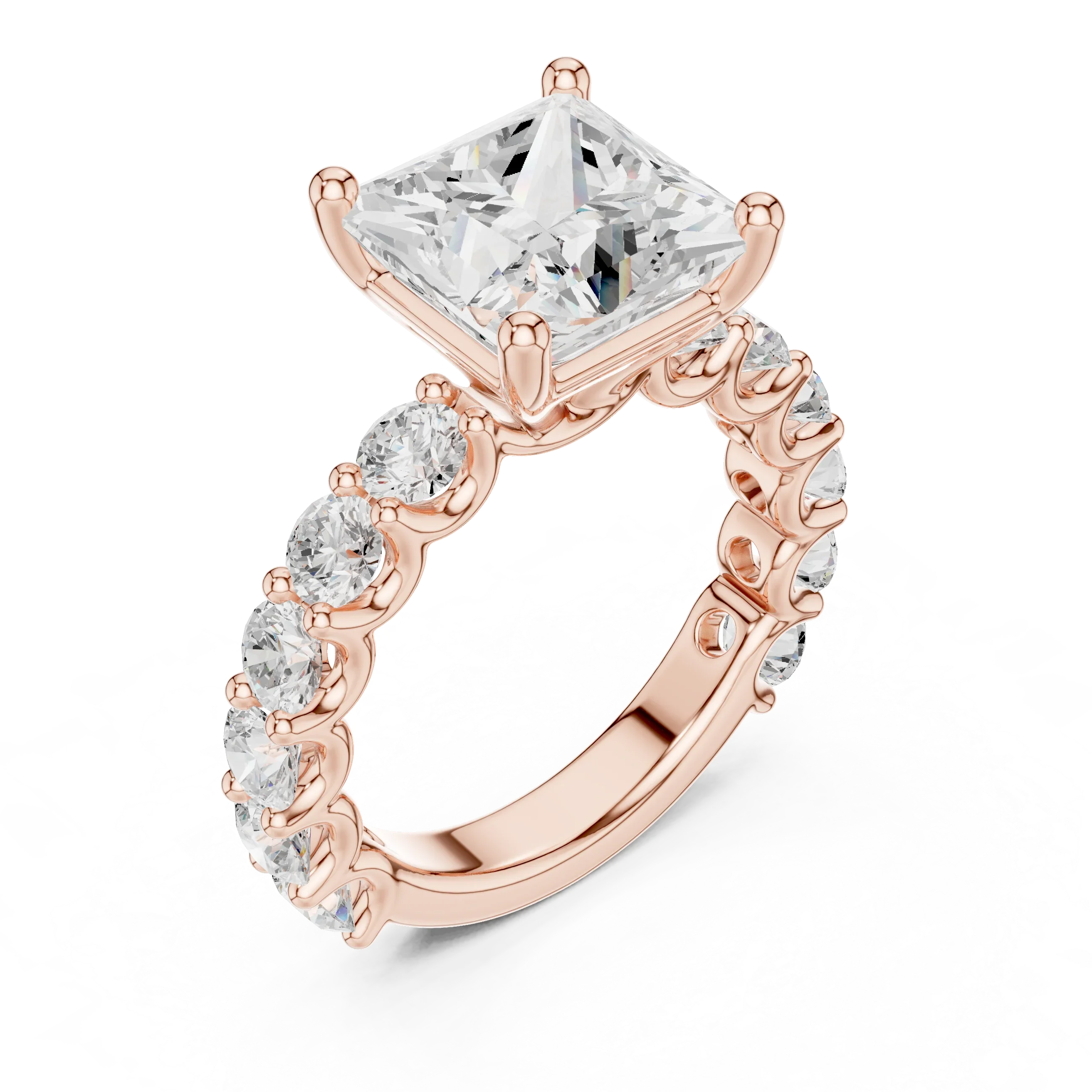 14K White Gold 5.92 CTW Princess Cut Engagement Diamond Ring