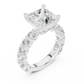 14K White Gold 5.92 CTW Princess Cut Engagement Diamond Ring