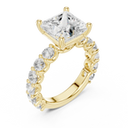 14K White Gold 5.92 CTW Princess Cut Engagement Diamond Ring