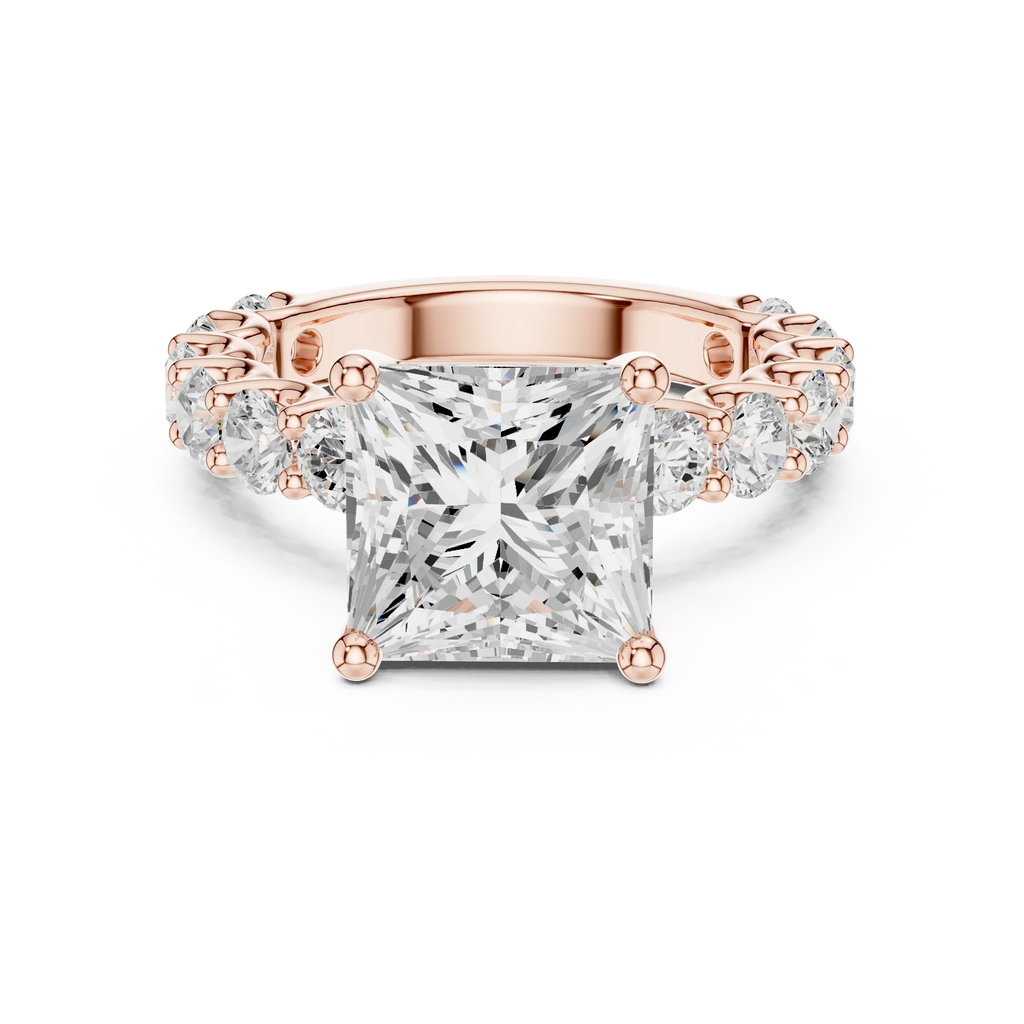 14K White Gold 5.92 CTW Princess Cut Engagement Diamond Ring