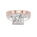 14K White Gold 5.92 CTW Princess Cut Engagement Diamond Ring