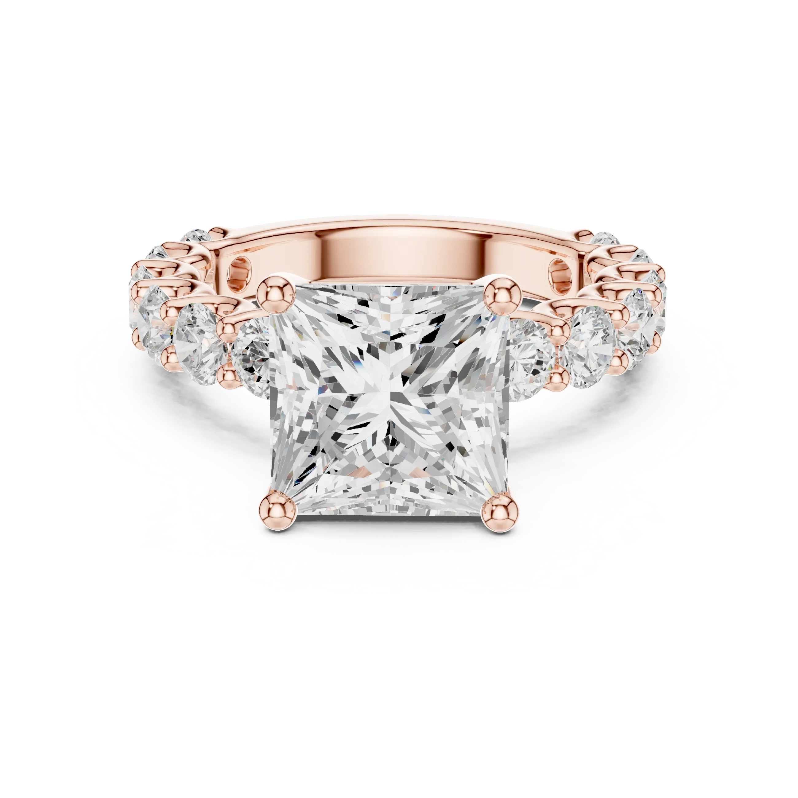 14K White Gold 5.92 CTW Princess Cut Engagement Diamond Ring