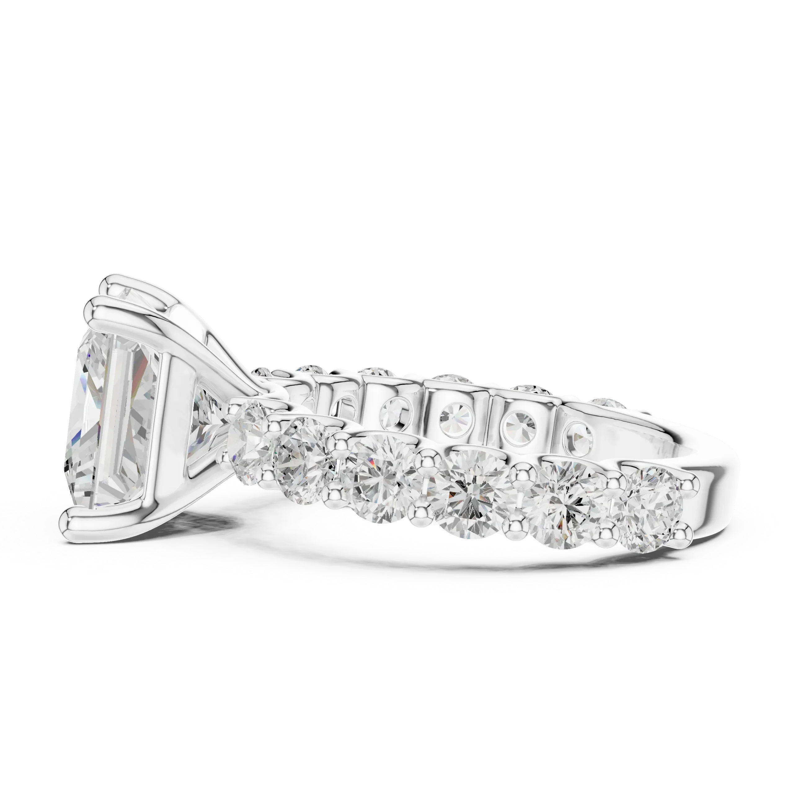 14K White Gold 5.92 CTW Princess Cut Engagement Diamond Ring