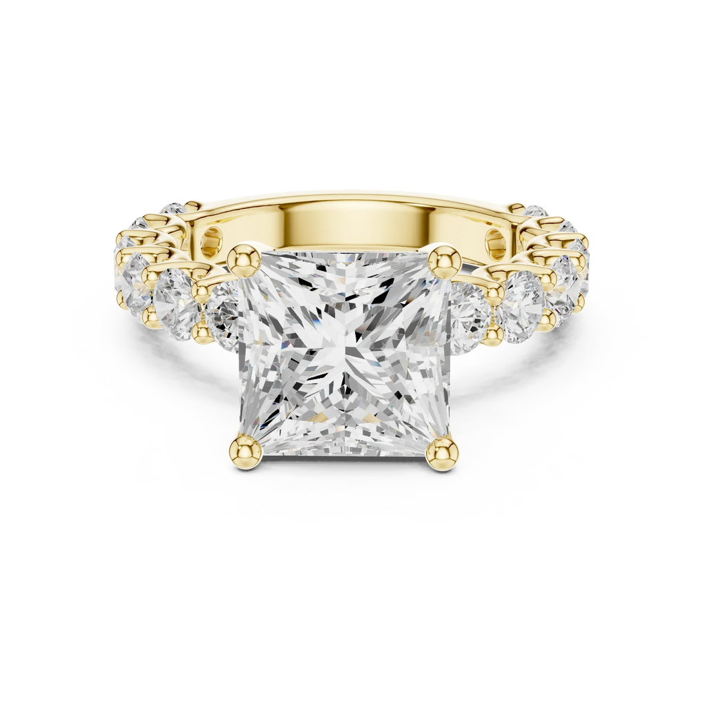 14K White Gold 5.92 CTW Princess Cut Engagement Diamond Ring