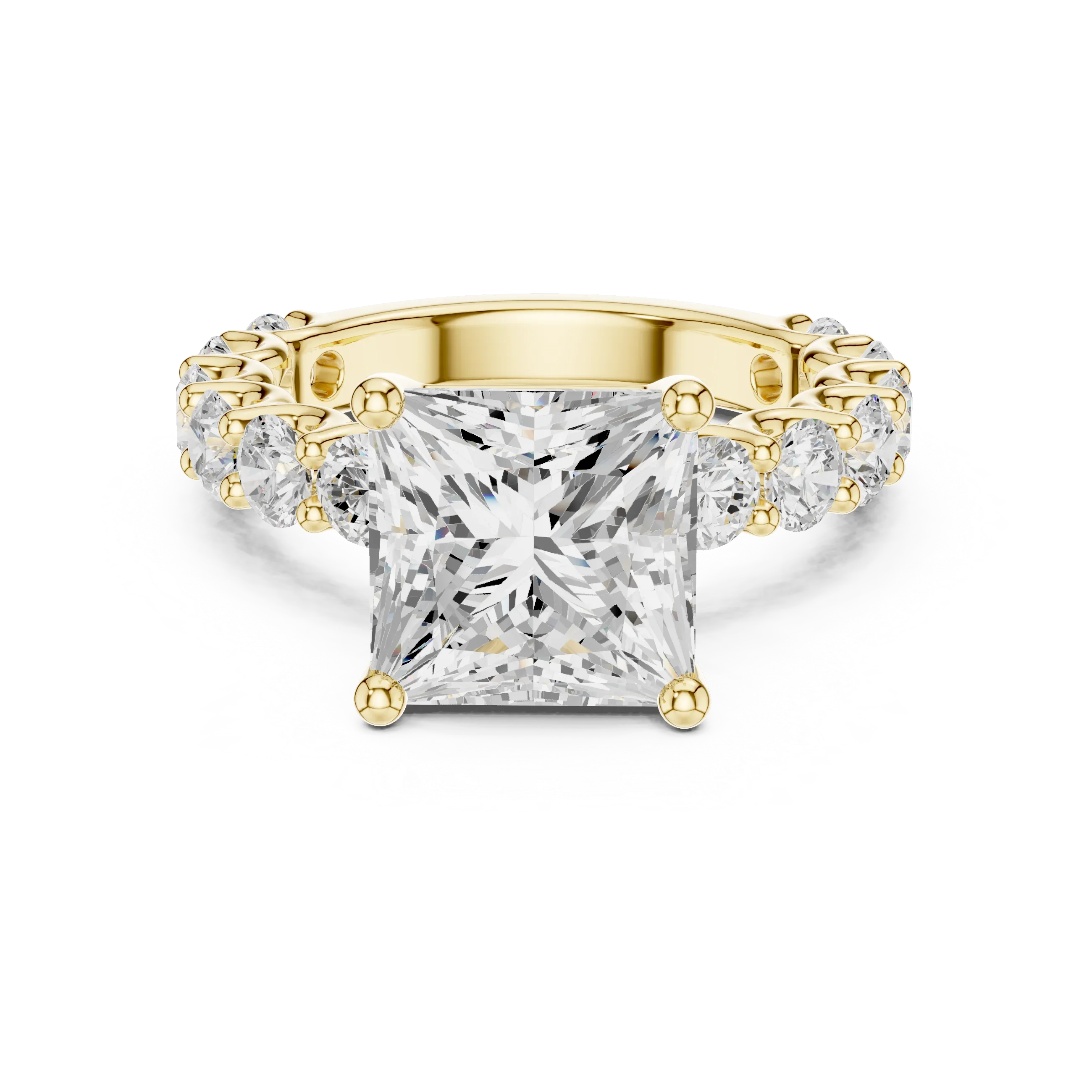 14K White Gold 5.92 CTW Princess Cut Engagement Diamond Ring