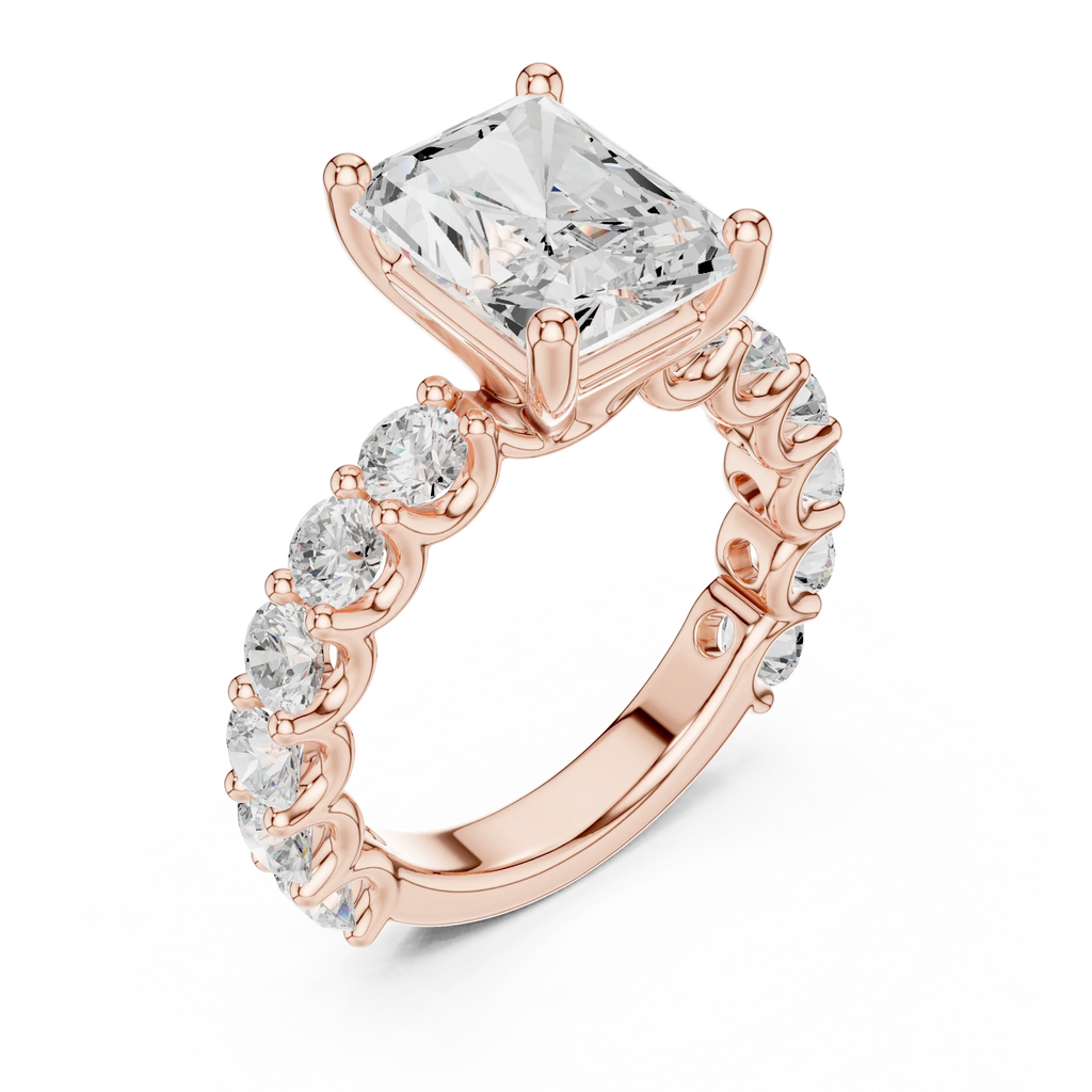 5.92CT Radiant Cut Moissanite Bridal Ring Round Cut Bubble Eternity Band