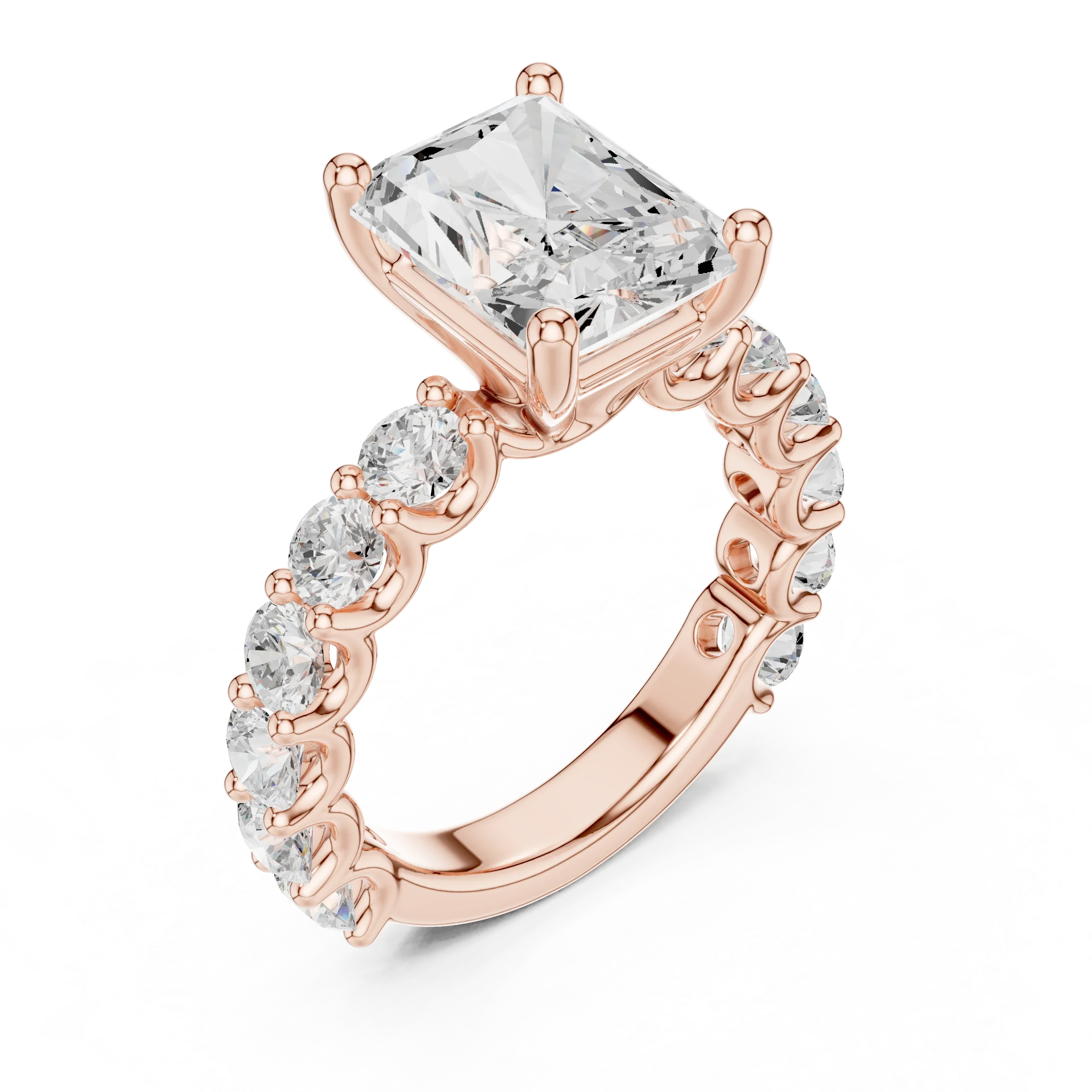 5.92CT Radiant Cut Moissanite Bridal Ring Round Cut Bubble Eternity Band