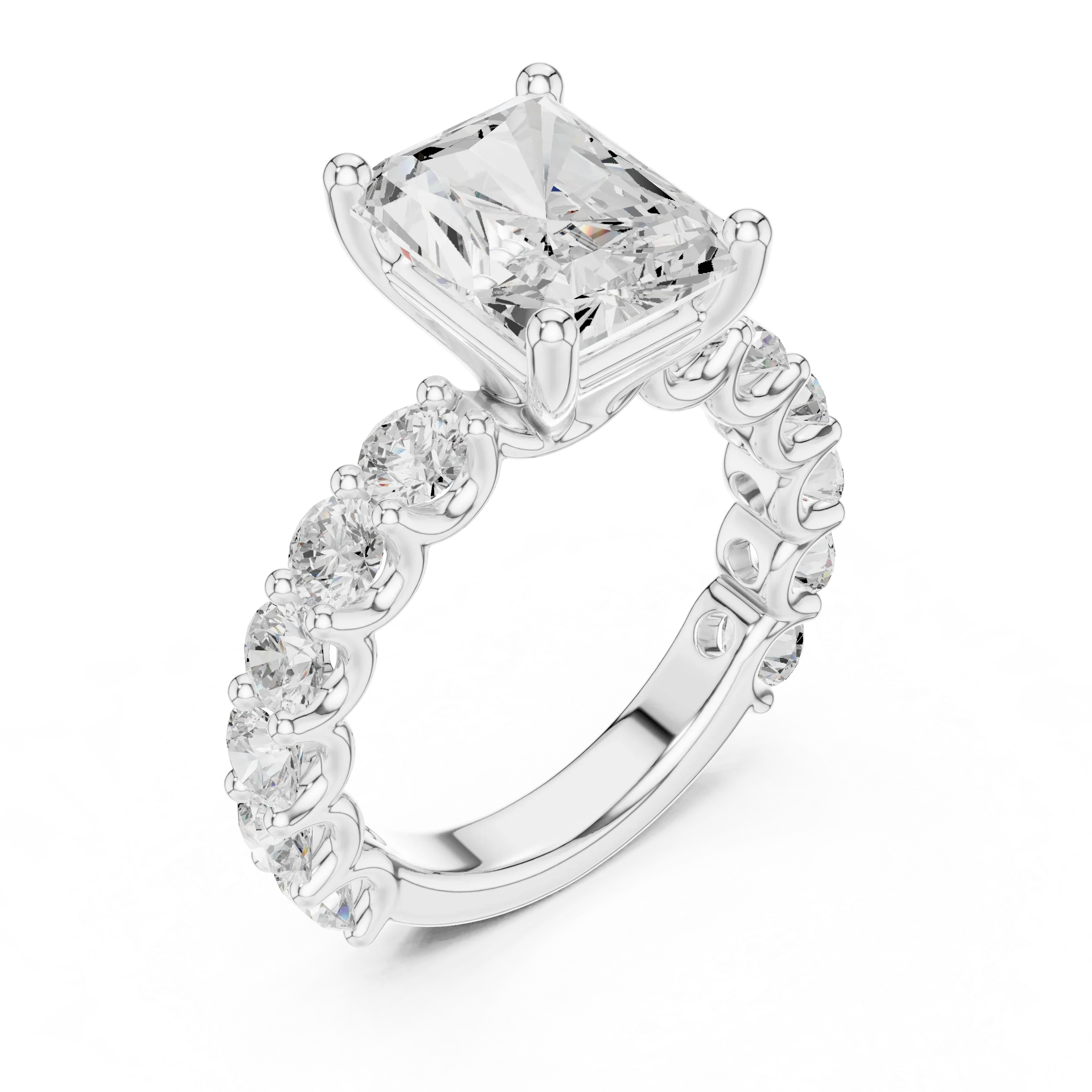 5.92CT Radiant Cut Moissanite Bridal Ring Round Cut Bubble Eternity Band