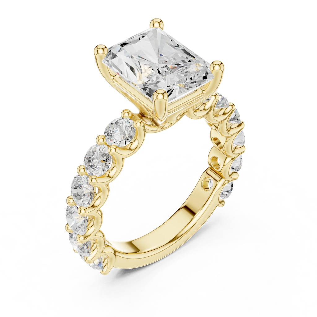 5.92CT Radiant Cut Moissanite Bridal Ring Round Cut Bubble Eternity Band