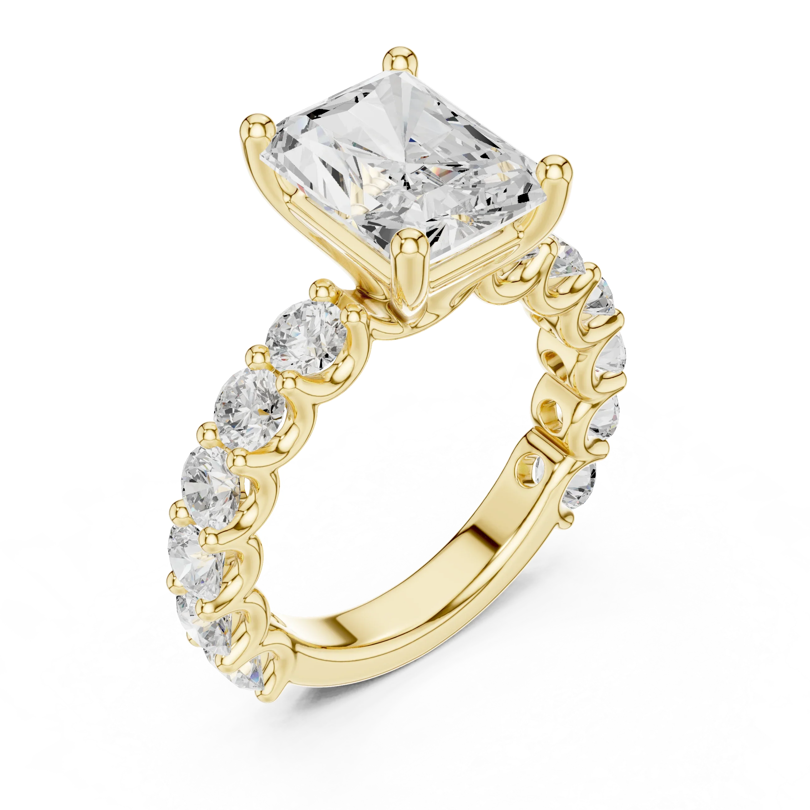 5.92CT Radiant Cut Moissanite Bridal Ring Round Cut Bubble Eternity Band