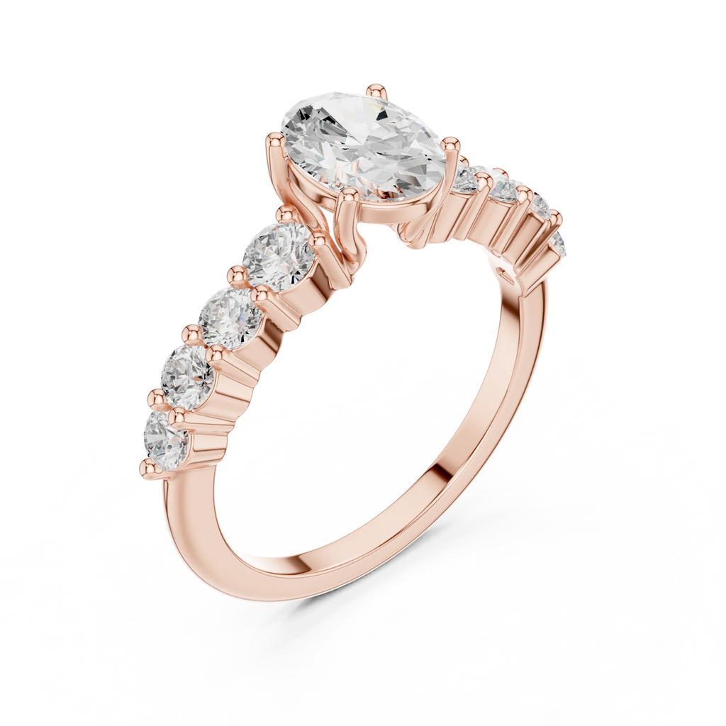1.52 CT Oval Shared Prong D Color VVS1 Moissanite Engagement Ring