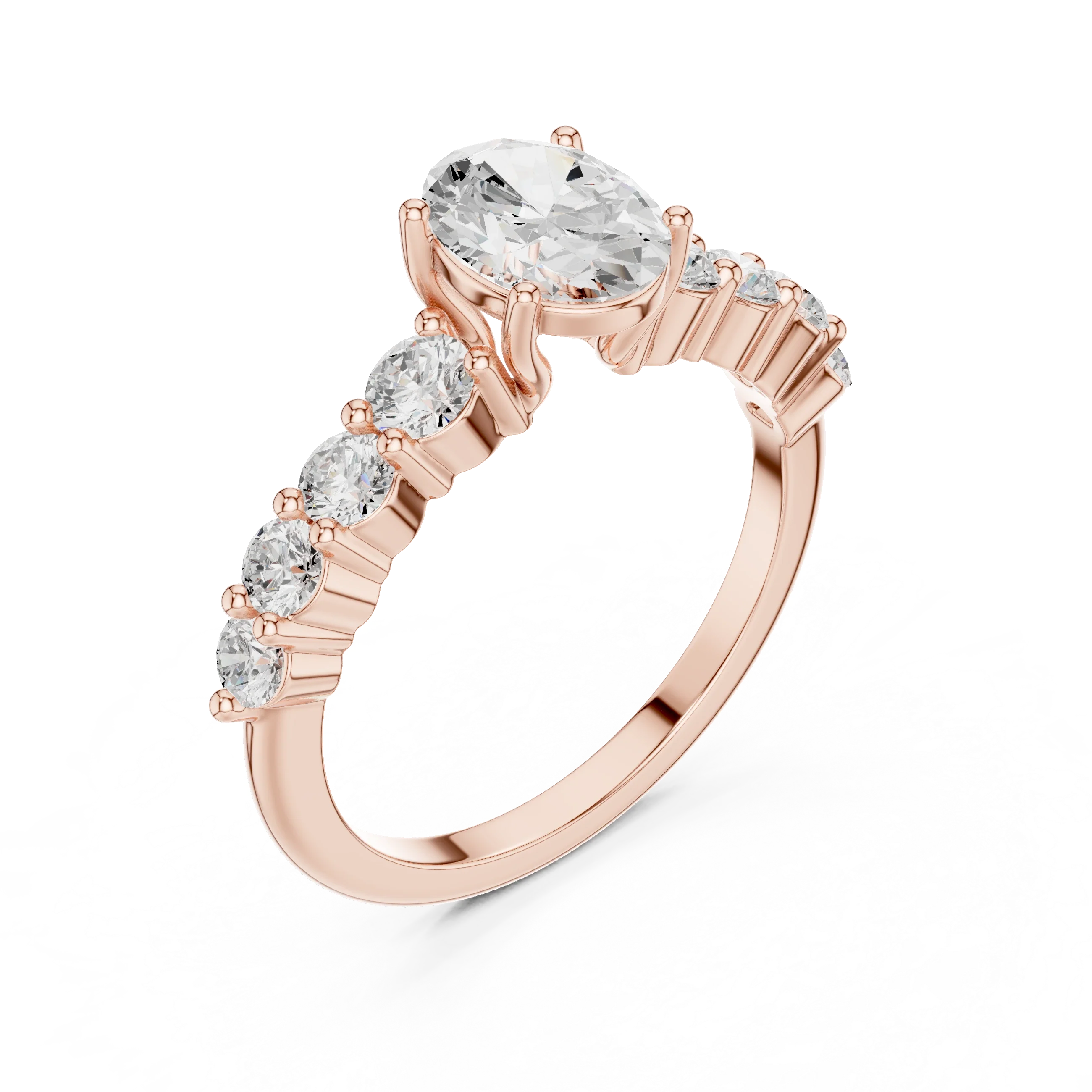 1.52 CT Oval Shared Prong D Color VVS1 Moissanite Engagement Ring