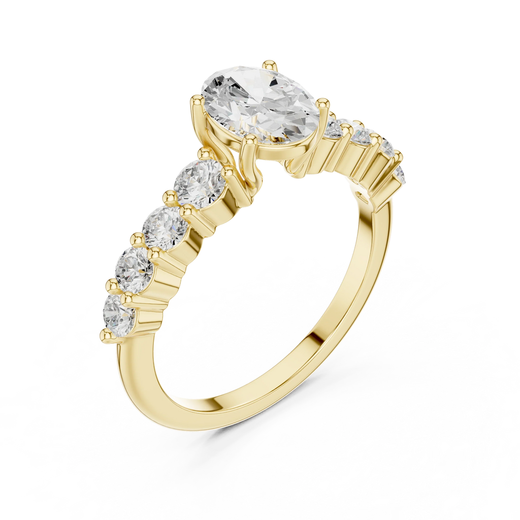 1.52 CT Oval Shared Prong D Color VVS1 Moissanite Engagement Ring