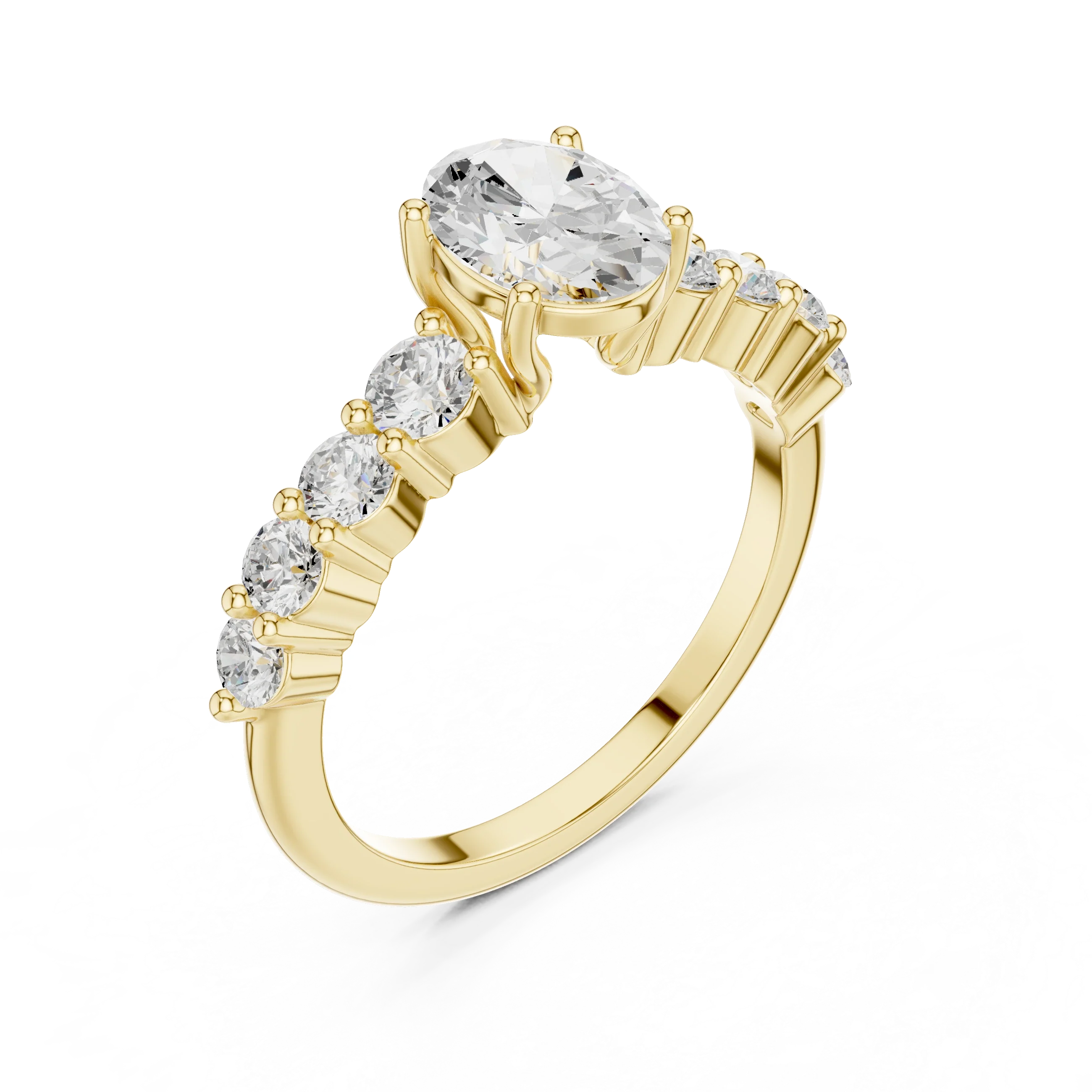 1.52 CT Oval Shared Prong D Color VVS1 Moissanite Engagement Ring