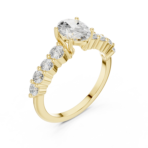 1.52 CT Oval Shared Prong D Color VVS1 Moissanite Engagement Ring