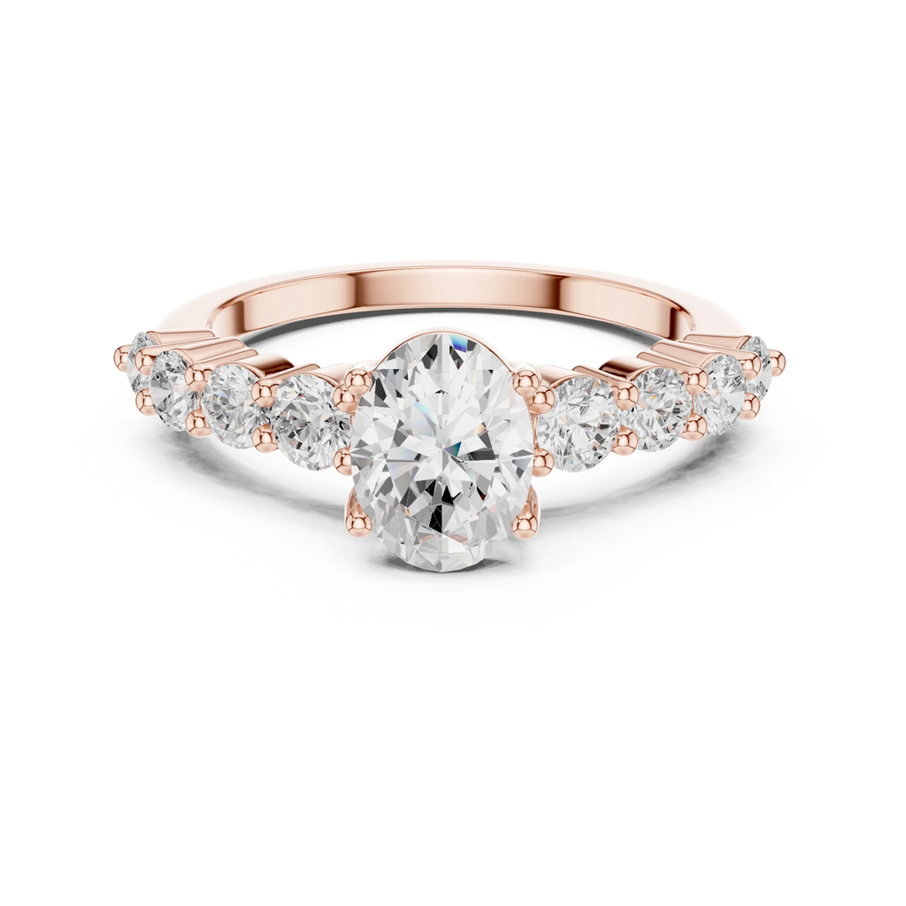 1.52 CT Oval Shared Prong D Color VVS1 Moissanite Engagement Ring