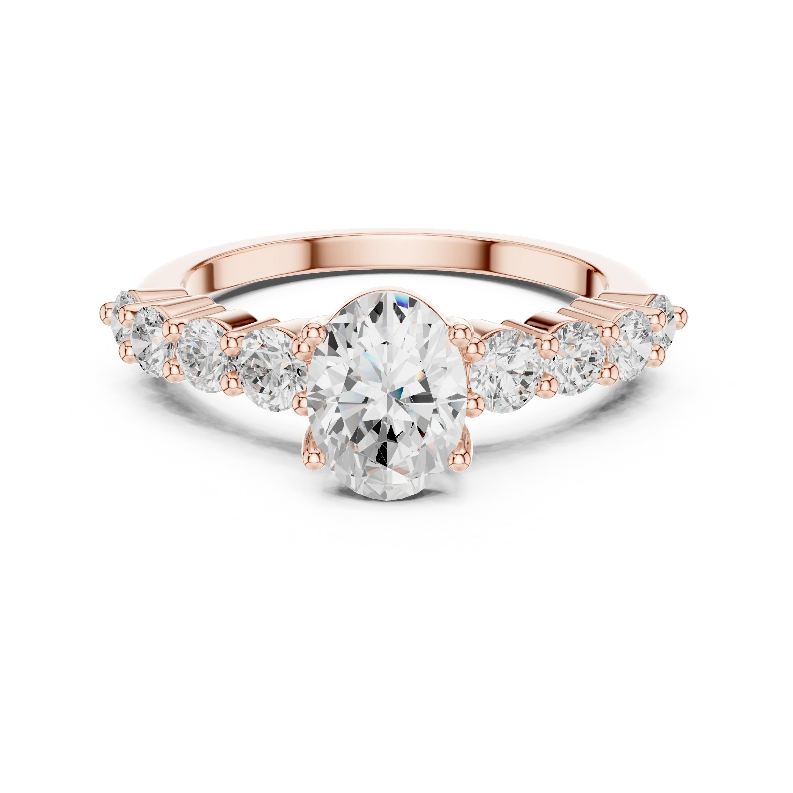 1.52 CT Oval Shared Prong D Color VVS1 Moissanite Engagement Ring
