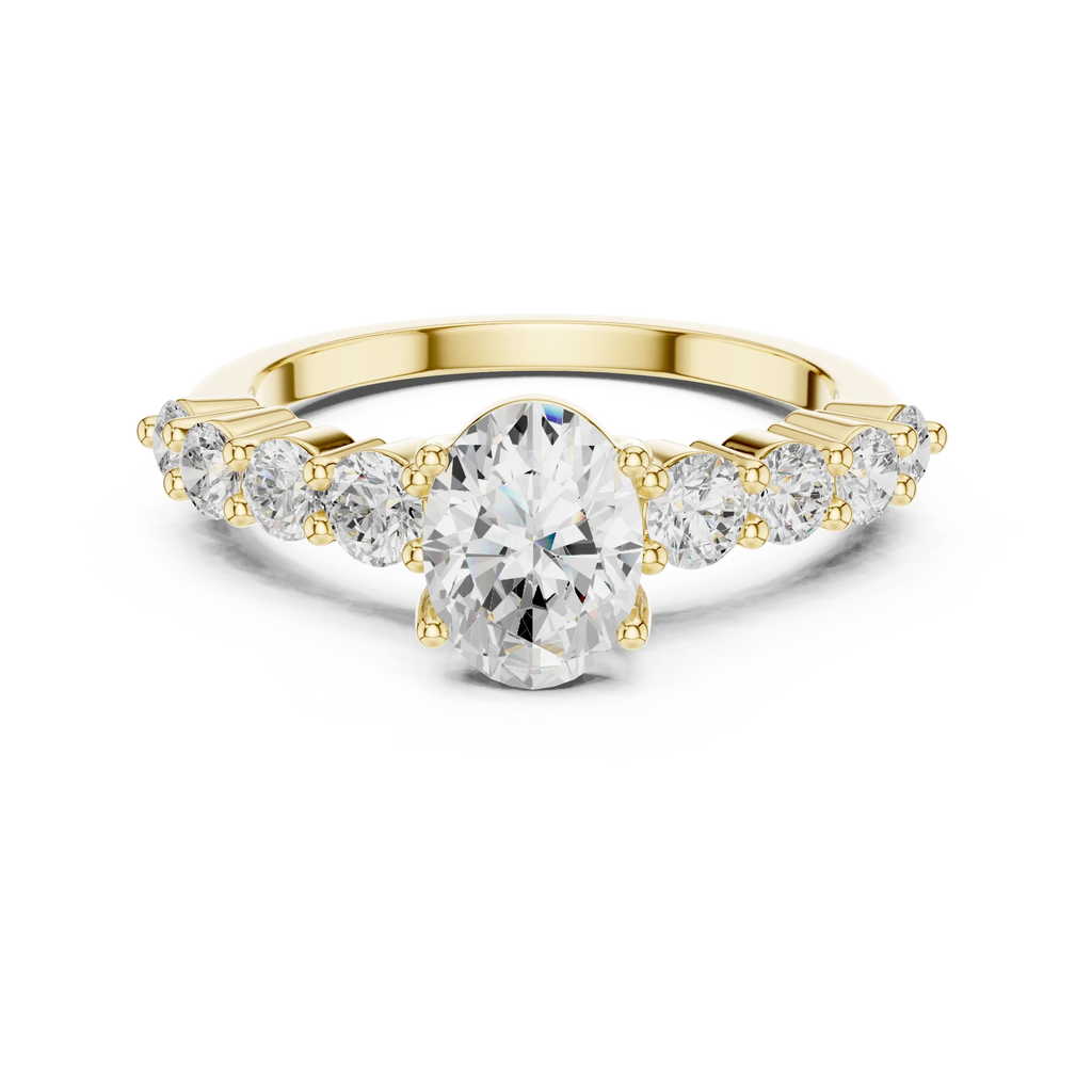 1.52 CT Oval Shared Prong D Color VVS1 Moissanite Engagement Ring