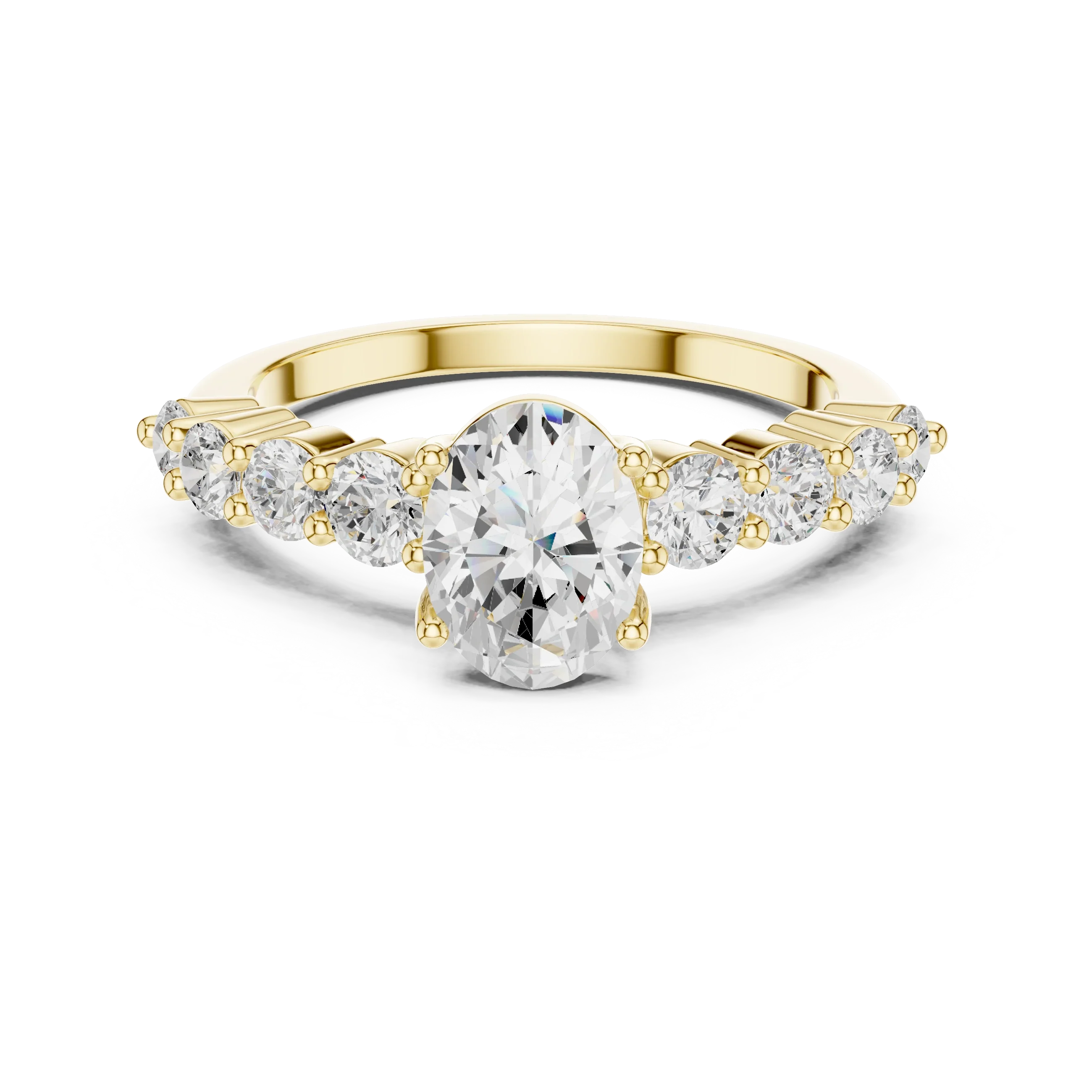 1.52 CT Oval Shared Prong D Color VVS1 Moissanite Engagement Ring