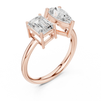 White Gold 0.14 CTW Emerald Pear VVS1 Moissanite Toi et Moi Engagement Ring