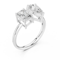 White Gold 0.14 CTW Emerald Pear VVS1 Moissanite Toi et Moi Engagement Ring