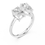 White Gold 0.14 CTW Emerald Pear VVS1 Moissanite Toi et Moi Engagement Ring