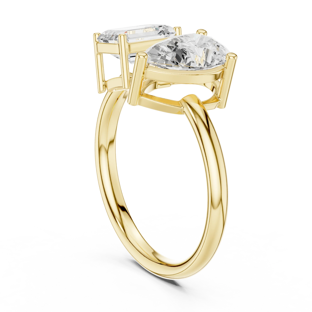 White Gold 0.14 CTW Emerald Pear VVS1 Moissanite Toi et Moi Engagement Ring