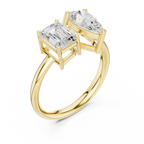 White Gold 0.14 CTW Emerald Pear VVS1 Moissanite Toi et Moi Engagement Ring