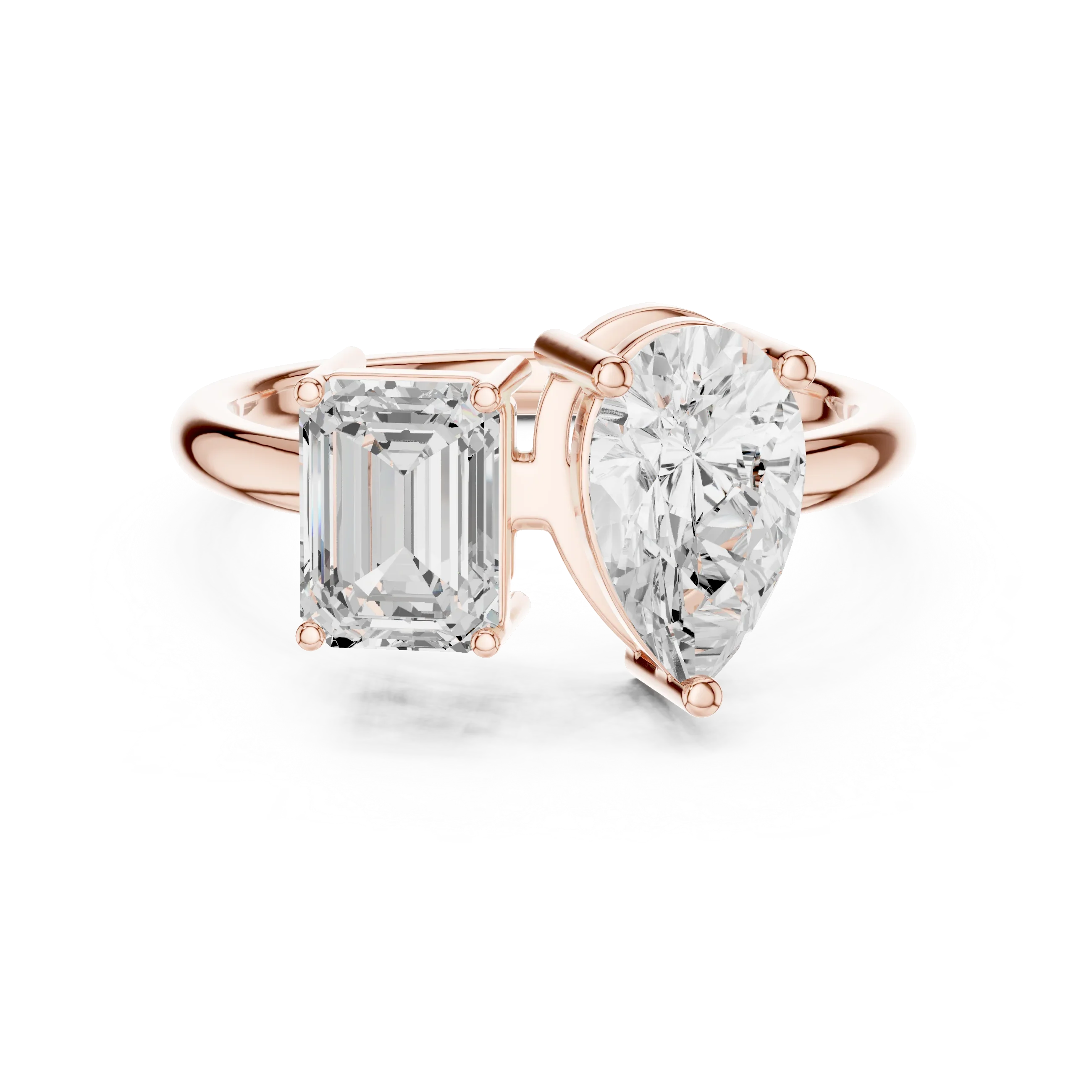 White Gold 0.14 CTW Emerald Pear VVS1 Moissanite Toi et Moi Engagement Ring