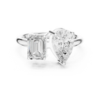 White Gold 0.14 CTW Emerald Pear VVS1 Moissanite Toi et Moi Engagement Ring