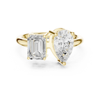 White Gold 0.14 CTW Emerald Pear VVS1 Moissanite Toi et Moi Engagement Ring