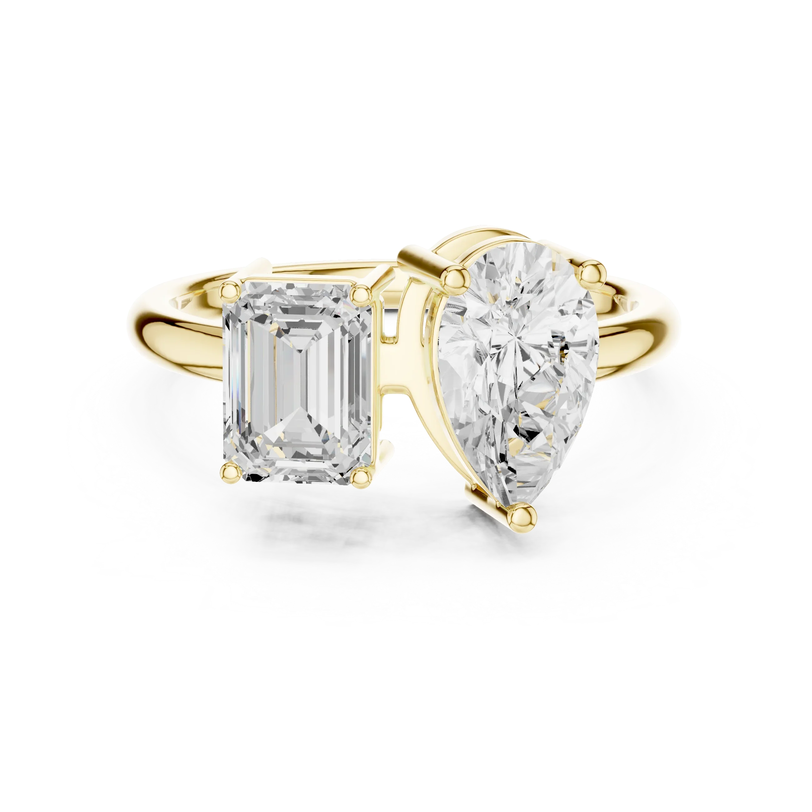 White Gold 0.14 CTW Emerald Pear VVS1 Moissanite Toi et Moi Engagement Ring
