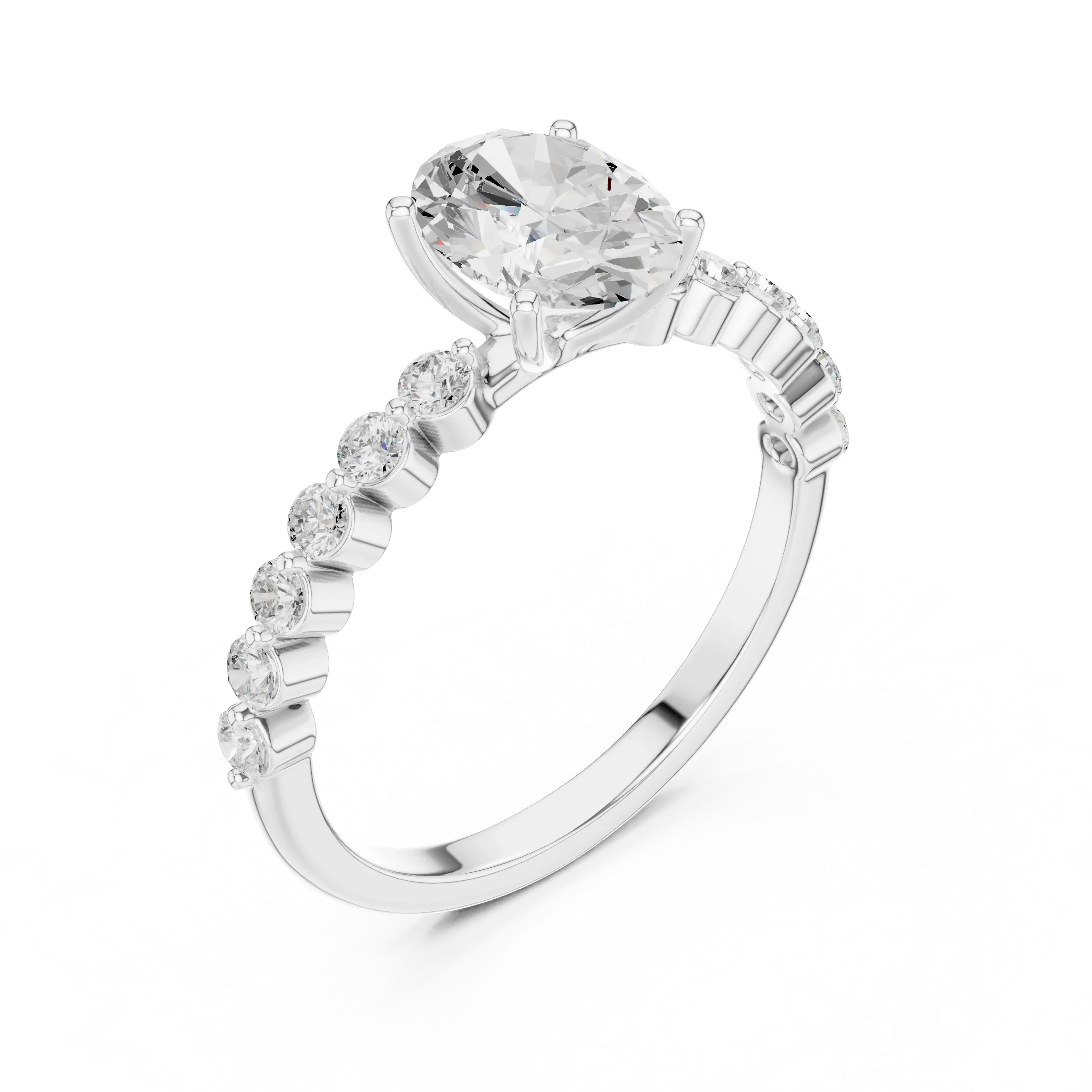 1.36 CTW Oval D Color Lab Diamond Engagement Ring