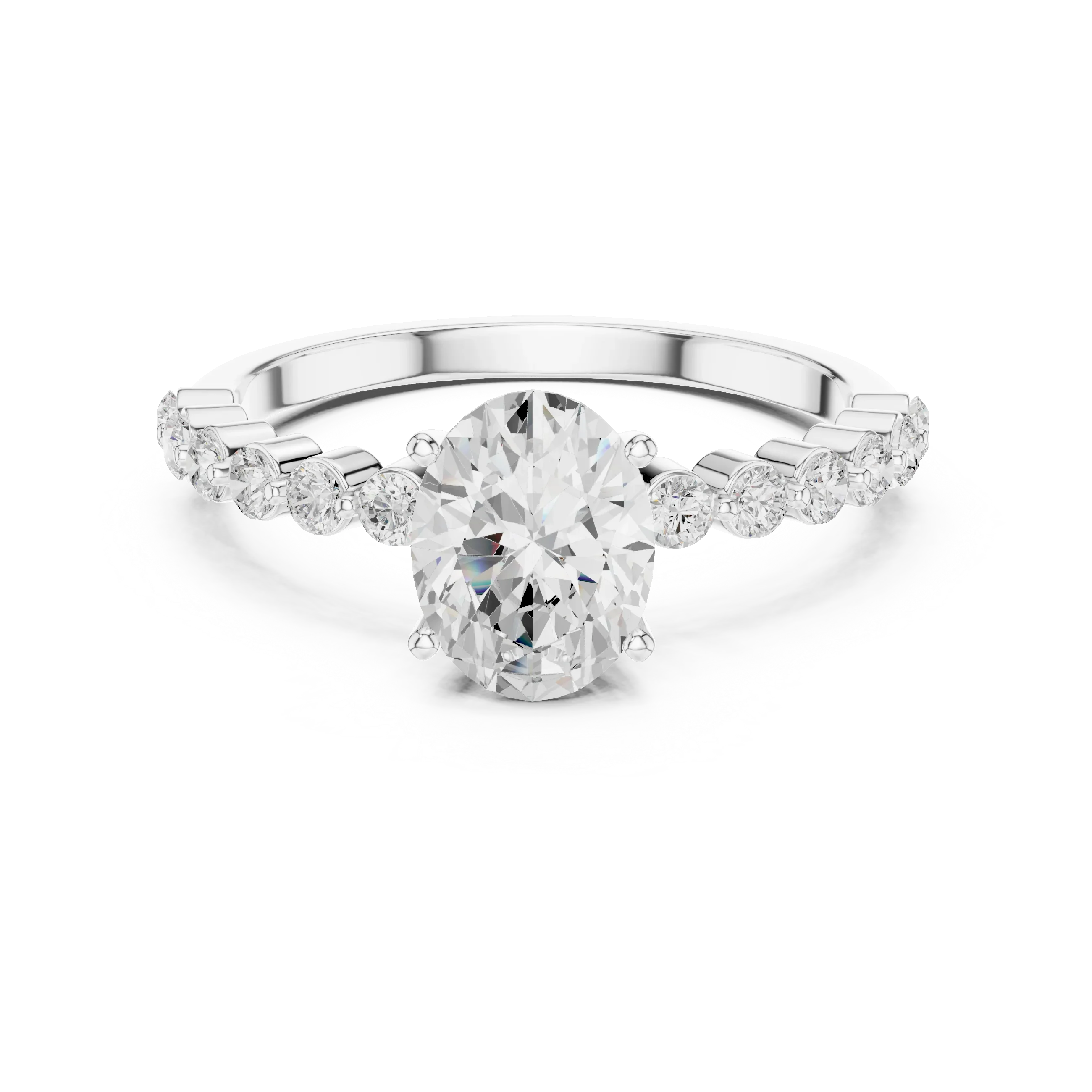 1.36 CTW Oval D Color Lab Diamond Engagement Ring