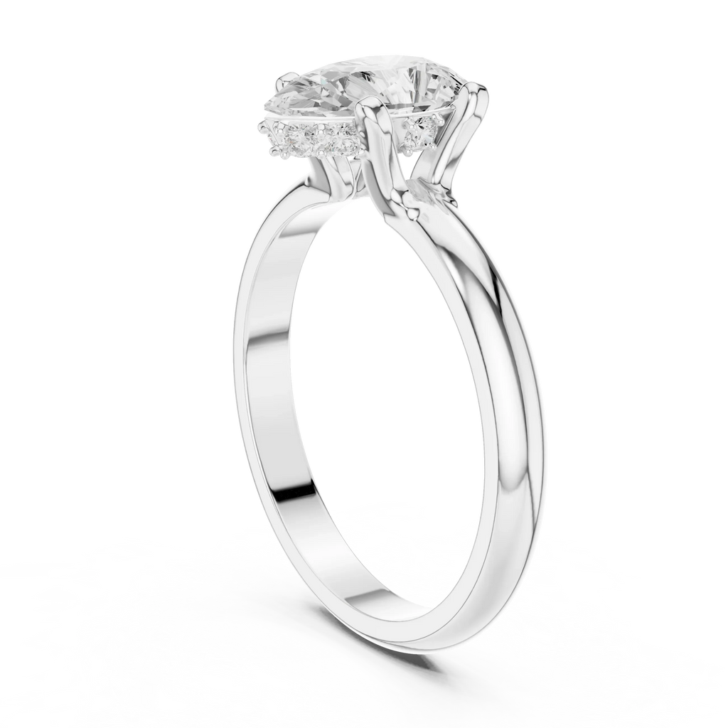 1.1 CT Pear D Color VVS1 Moissanite Engagement Diamond Ring
