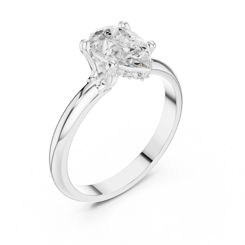 1.1 CT Pear D Color VVS1 Moissanite Engagement Diamond Ring