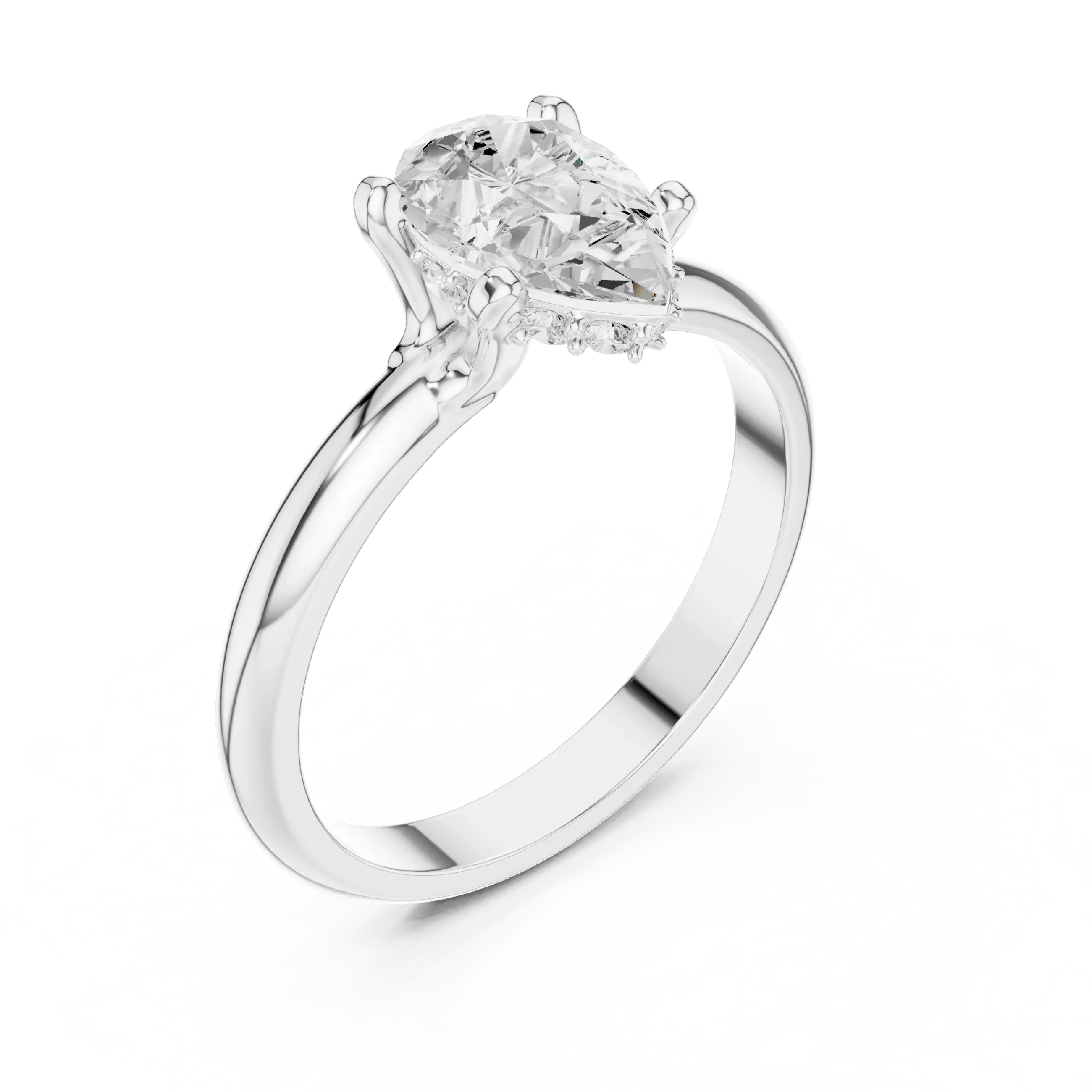 1.1 CT Pear D Color VVS1 Moissanite Engagement Diamond Ring