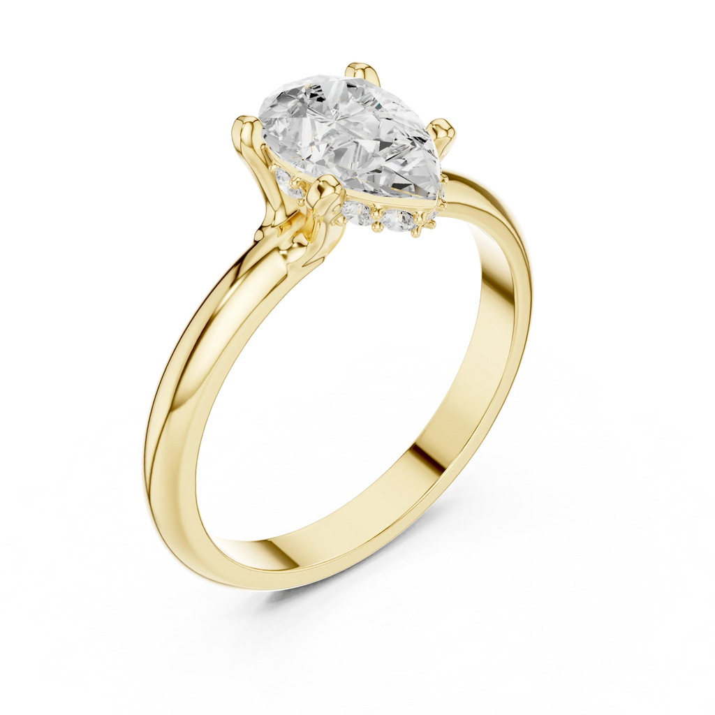 1.1 CT Pear D Color VVS1 Moissanite Engagement Diamond Ring