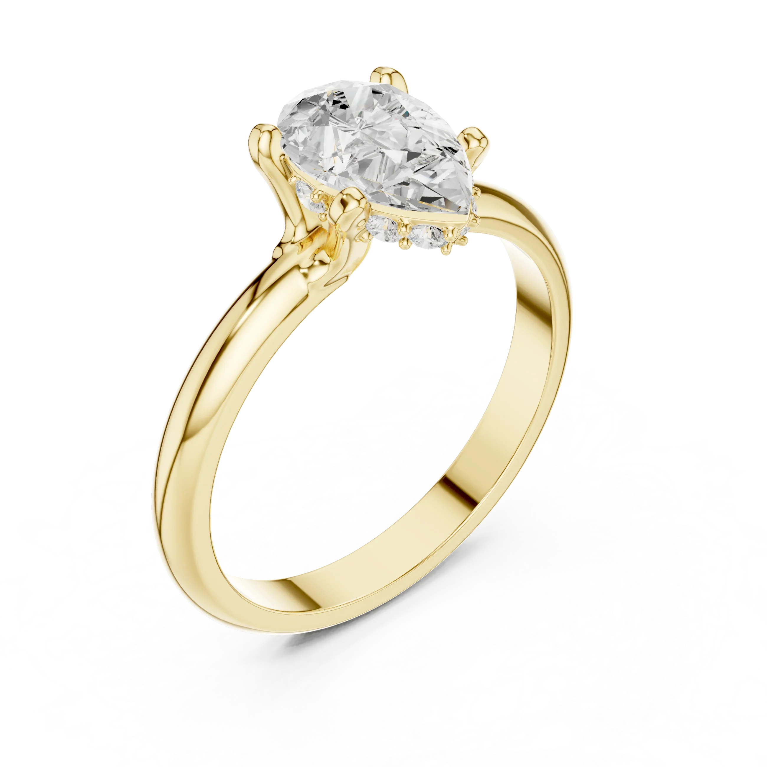 1.1 CT Pear D Color VVS1 Moissanite Engagement Diamond Ring