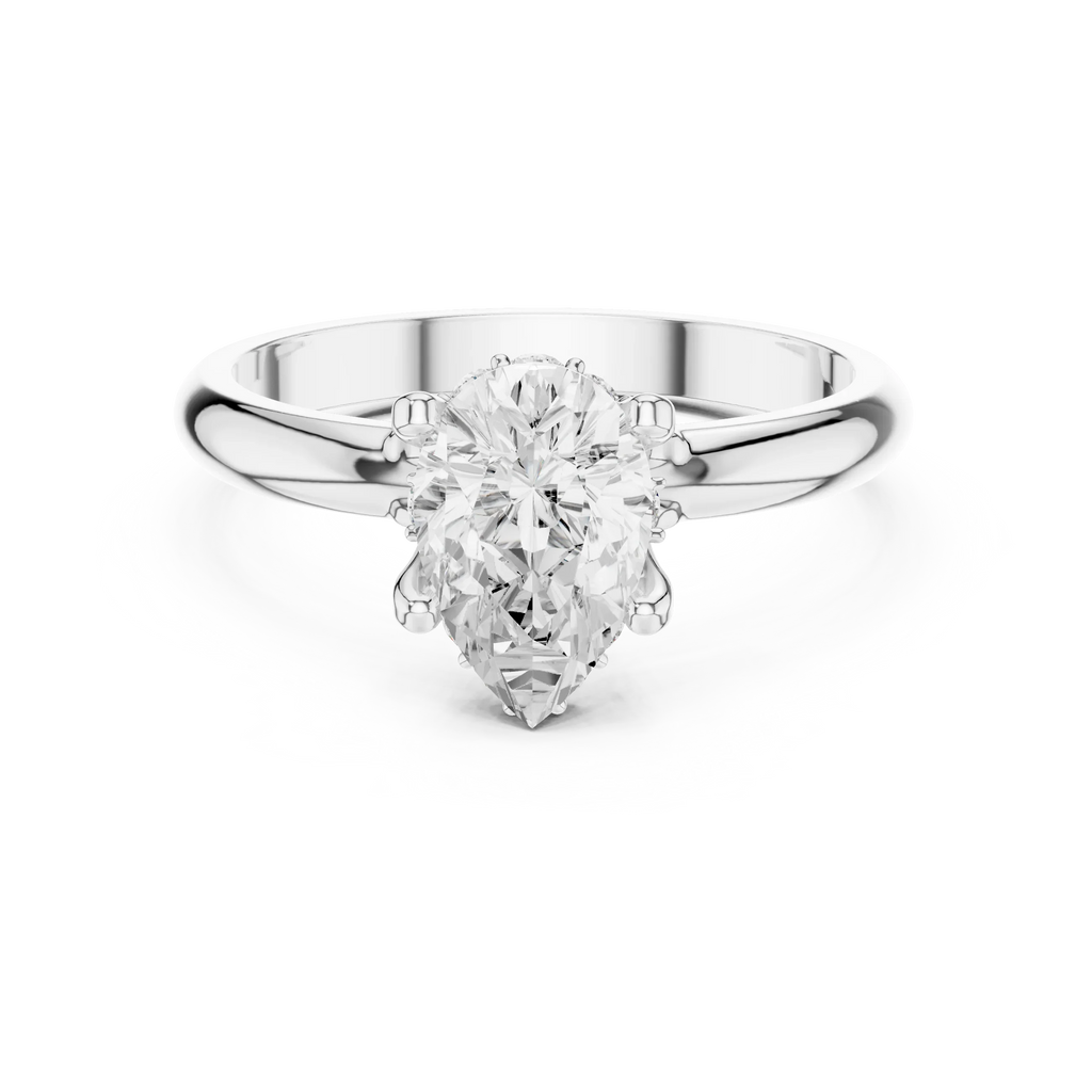1.1 CT Pear D Color VVS1 Moissanite Engagement Diamond Ring