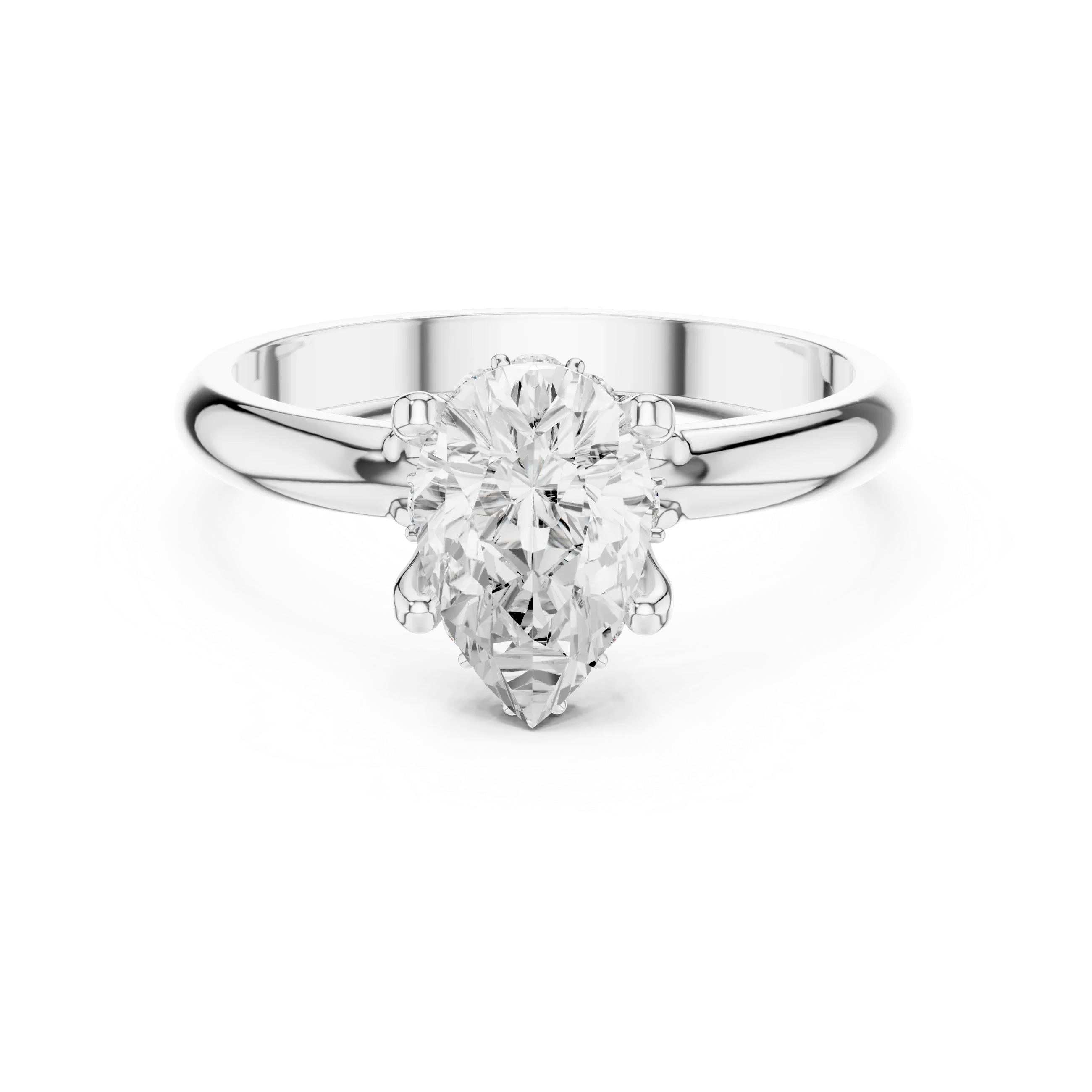 1.1 CT Pear D Color VVS1 Moissanite Engagement Diamond Ring