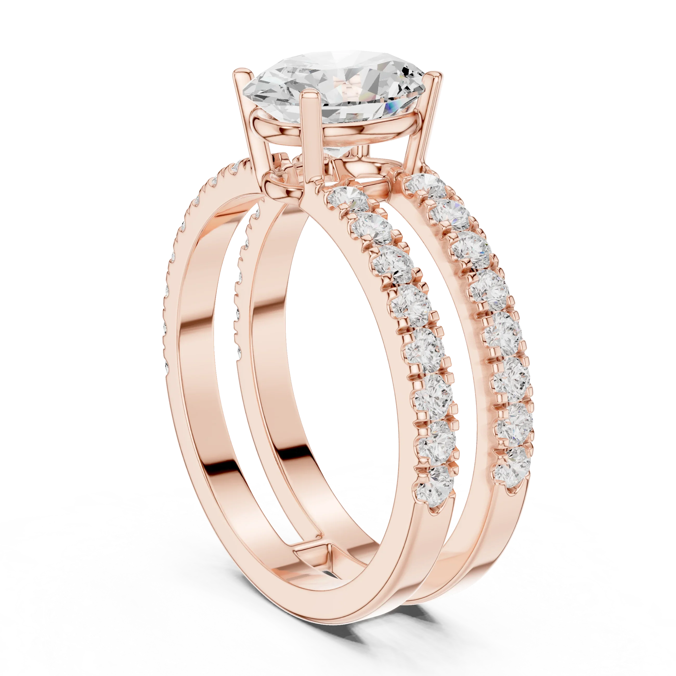 1.57 CT White Gold Split Shank Oval VVS1 Lab Diamond Engagement Ring