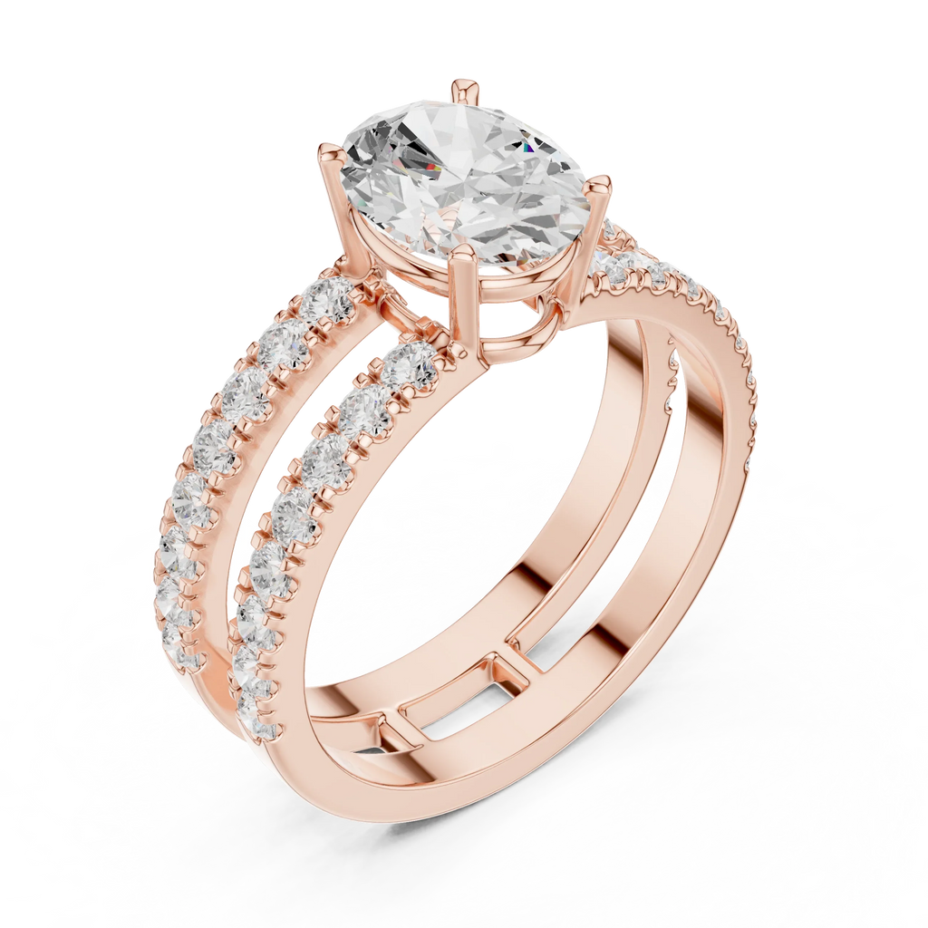 1.57 CT White Gold Split Shank Oval VVS1 Lab Diamond Engagement Ring