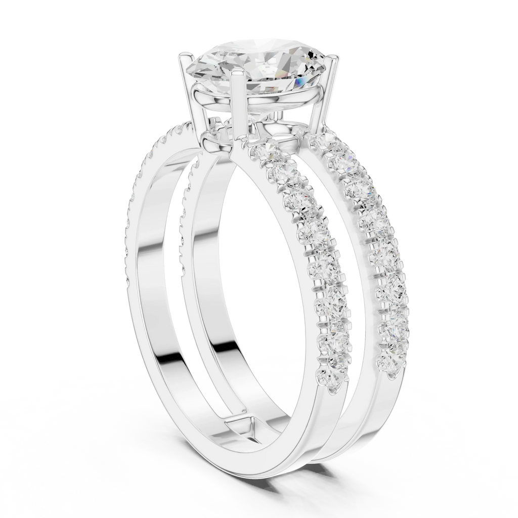 1.57 CT White Gold Split Shank Oval VVS1 Lab Diamond Engagement Ring
