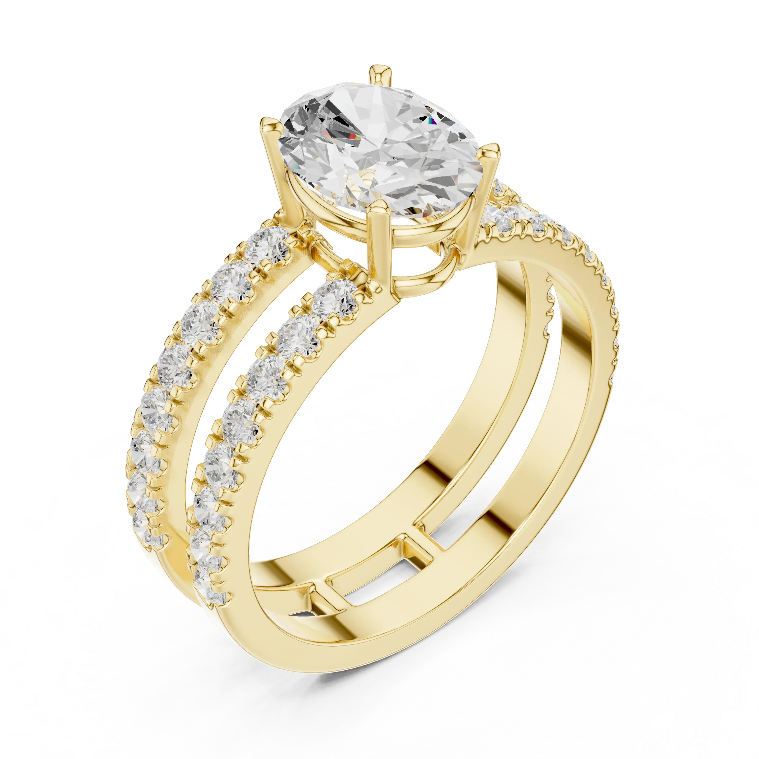 1.57 CT White Gold Split Shank Oval VVS1 Lab Diamond Engagement Ring