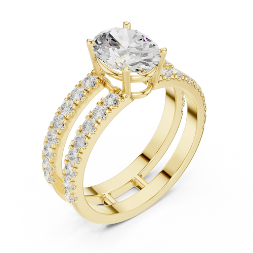 1.57 CT White Gold Split Shank Oval VVS1 Lab Diamond Engagement Ring