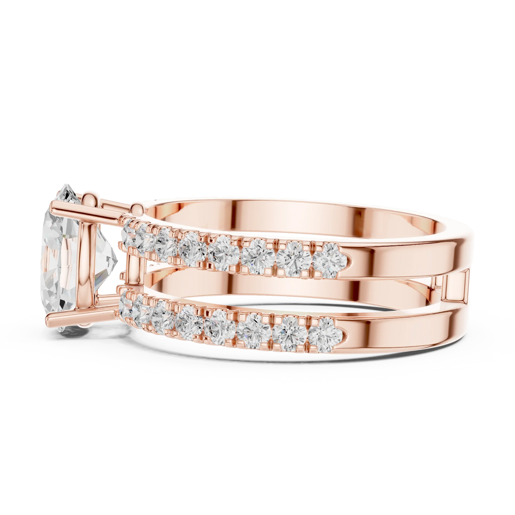 1.57 CT White Gold Split Shank Oval VVS1 Lab Diamond Engagement Ring