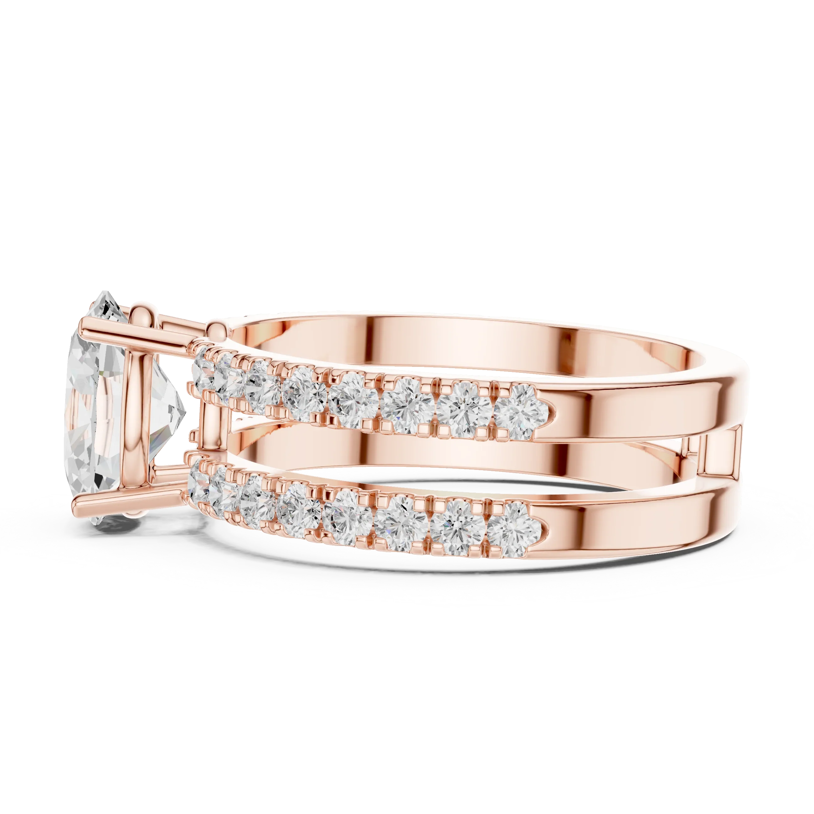1.57 CT White Gold Split Shank Oval VVS1 Lab Diamond Engagement Ring