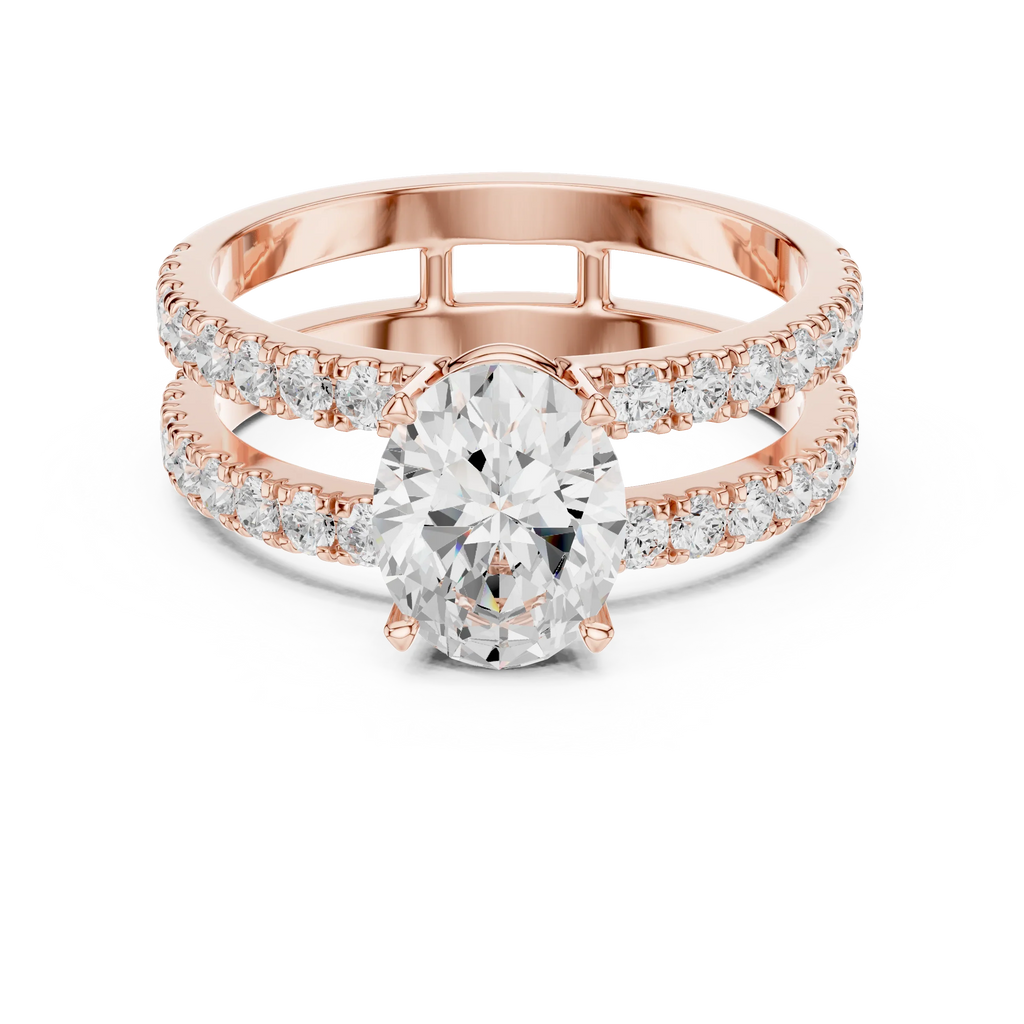 1.57 CT White Gold Split Shank Oval VVS1 Lab Diamond Engagement Ring
